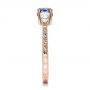 18k Rose Gold And 14K Gold 18k Rose Gold And 14K Gold Custom Blue Sapphire And Diamond Hand Engraved Engagement Ring - Side View -  100794 - Thumbnail