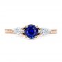 14k Rose Gold And Platinum 14k Rose Gold And Platinum Custom Blue Sapphire And Diamond Hand Engraved Engagement Ring - Top View -  100794 - Thumbnail