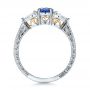  Platinum And Platinum Platinum And Platinum Custom Blue Sapphire And Diamond Hand Engraved Engagement Ring - Front View -  100794 - Thumbnail