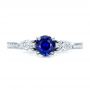 18k White Gold And Platinum 18k White Gold And Platinum Custom Blue Sapphire And Diamond Hand Engraved Engagement Ring - Top View -  100794 - Thumbnail