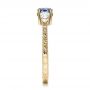 14k Yellow Gold And 14K Gold 14k Yellow Gold And 14K Gold Custom Blue Sapphire And Diamond Hand Engraved Engagement Ring - Side View -  100794 - Thumbnail