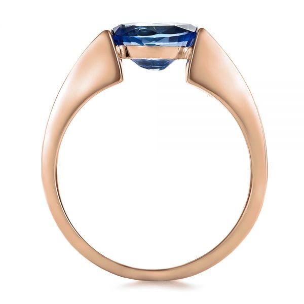14k Rose Gold And 14K Gold 14k Rose Gold And 14K Gold Custom Blue Sapphire And Mokume Wedding Ring - Front View - 100658