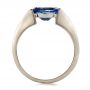 18k White Gold And Platinum 18k White Gold And Platinum Custom Blue Sapphire And Mokume Wedding Ring - Front View -  100658 - Thumbnail