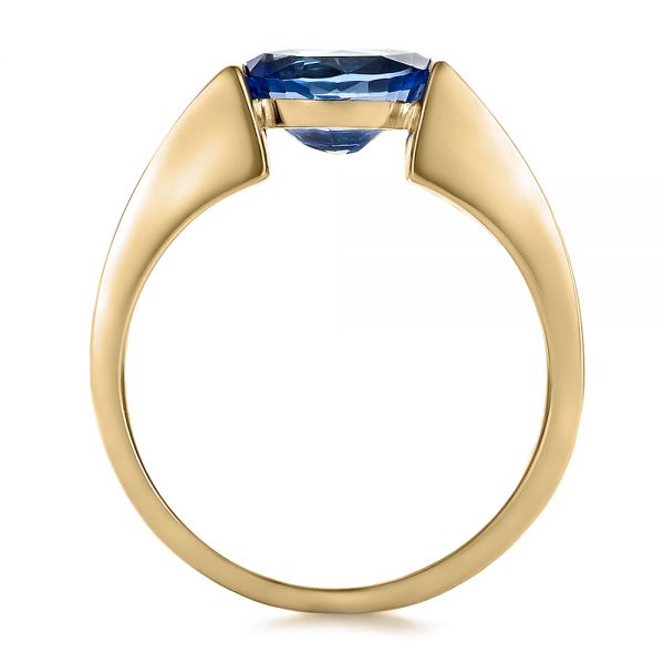 14k Yellow Gold And 14K Gold 14k Yellow Gold And 14K Gold Custom Blue Sapphire And Mokume Wedding Ring - Front View -  100658