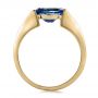 18k Yellow Gold And Platinum 18k Yellow Gold And Platinum Custom Blue Sapphire And Mokume Wedding Ring - Front View -  100658 - Thumbnail