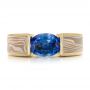 14k Yellow Gold And 18K Gold 14k Yellow Gold And 18K Gold Custom Blue Sapphire And Mokume Wedding Ring - Top View -  100658 - Thumbnail