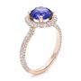 18k Rose Gold 18k Rose Gold Custom Blue Sapphire And Pave Engagement Ring - Three-Quarter View -  100078 - Thumbnail
