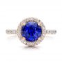 14k Rose Gold 14k Rose Gold Custom Blue Sapphire And Pave Engagement Ring - Top View -  100078 - Thumbnail