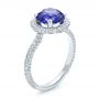 18k White Gold 18k White Gold Custom Blue Sapphire And Pave Engagement Ring - Three-Quarter View -  100078 - Thumbnail
