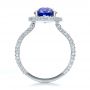 Platinum Custom Blue Sapphire And Pave Engagement Ring - Front View -  100078 - Thumbnail
