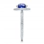  Platinum Custom Blue Sapphire And Pave Engagement Ring - Side View -  100078 - Thumbnail