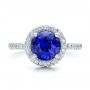 14k White Gold 14k White Gold Custom Blue Sapphire And Pave Engagement Ring - Top View -  100078 - Thumbnail
