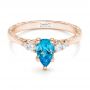 14k Rose Gold 14k Rose Gold Custom Blue Topaz And Diamond Engagement Ring - Flat View -  102907 - Thumbnail