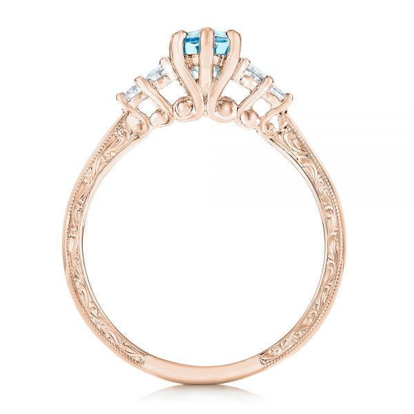 14k Rose Gold 14k Rose Gold Custom Blue Topaz And Diamond Engagement Ring - Front View -  102907