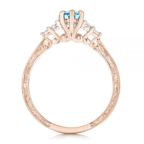 18k Rose Gold 18k Rose Gold Custom Blue Topaz And Diamond Engagement Ring - Front View -  102907