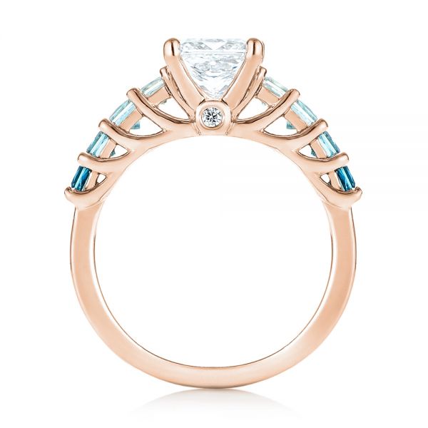 14k Rose Gold 14k Rose Gold Custom Blue Topaz And Diamond Engagement Ring - Front View -  103407