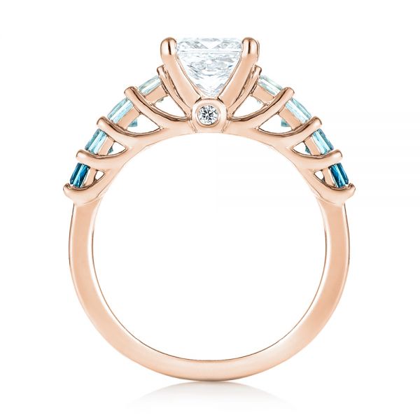 14k Rose Gold 14k Rose Gold Custom Blue Topaz And Diamond Engagement Ring - Front View - 103407