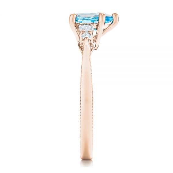 18k Rose Gold 18k Rose Gold Custom Blue Topaz And Diamond Engagement Ring - Side View - 102907