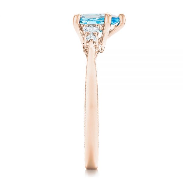 14k Rose Gold 14k Rose Gold Custom Blue Topaz And Diamond Engagement Ring - Side View -  102907