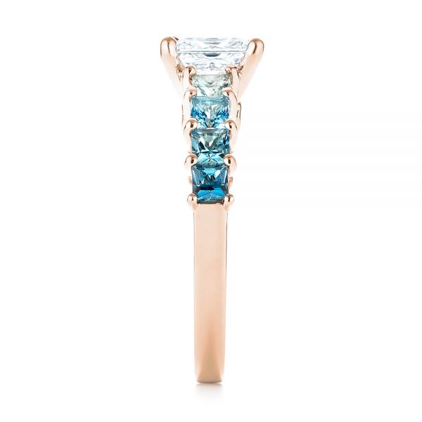 18k Rose Gold 18k Rose Gold Custom Blue Topaz And Diamond Engagement Ring - Side View -  103407