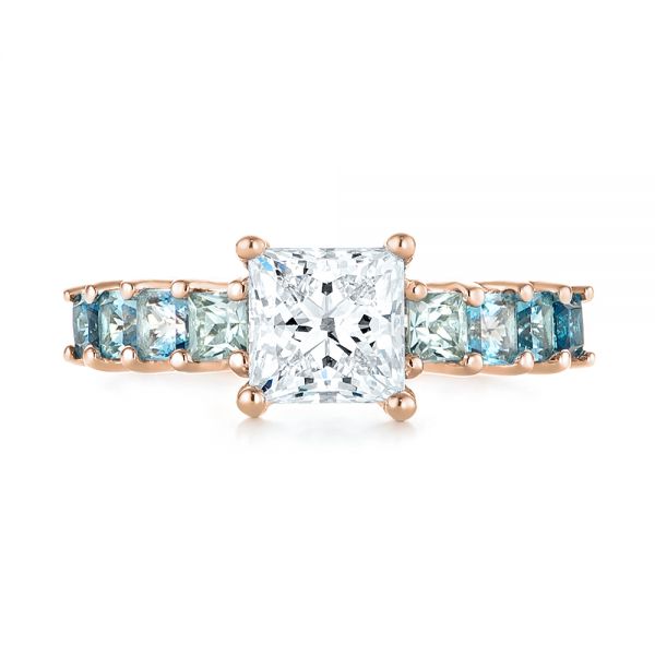 18k Rose Gold 18k Rose Gold Custom Blue Topaz And Diamond Engagement Ring - Top View -  103407