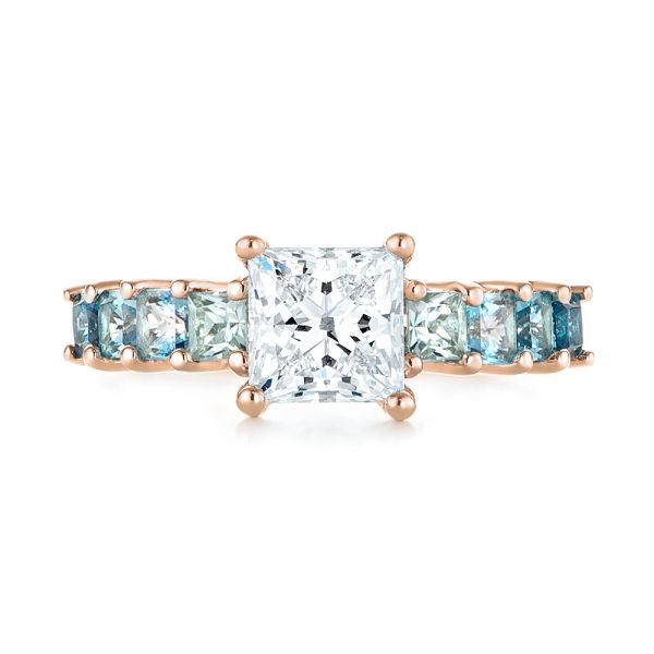 14k Rose Gold 14k Rose Gold Custom Blue Topaz And Diamond Engagement Ring - Top View - 103407