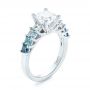  Platinum Custom Blue Topaz And Diamond Engagement Ring - Three-Quarter View -  103407 - Thumbnail
