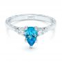14k White Gold 14k White Gold Custom Blue Topaz And Diamond Engagement Ring - Flat View -  102907 - Thumbnail