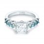  Platinum Custom Blue Topaz And Diamond Engagement Ring - Flat View -  103407 - Thumbnail