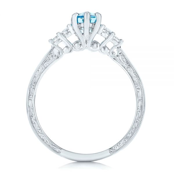 Platinum Custom Blue Topaz And Diamond Engagement Ring - Front View - 102907