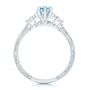  Platinum Custom Blue Topaz And Diamond Engagement Ring - Front View -  102907 - Thumbnail