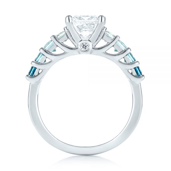 Platinum Custom Blue Topaz And Diamond Engagement Ring - Front View - 103407