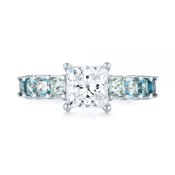 Platinum Custom Blue Topaz And Diamond Engagement Ring - Top View - 103407