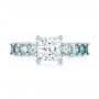  Platinum Custom Blue Topaz And Diamond Engagement Ring - Top View -  103407 - Thumbnail