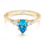 18k Yellow Gold 18k Yellow Gold Custom Blue Topaz And Diamond Engagement Ring - Flat View -  102907 - Thumbnail