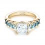 18k Yellow Gold 18k Yellow Gold Custom Blue Topaz And Diamond Engagement Ring - Flat View -  103407 - Thumbnail