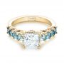 14k Yellow Gold 14k Yellow Gold Custom Blue Topaz And Diamond Engagement Ring - Flat View -  103407 - Thumbnail