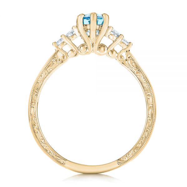 14k Yellow Gold 14k Yellow Gold Custom Blue Topaz And Diamond Engagement Ring - Front View -  102907