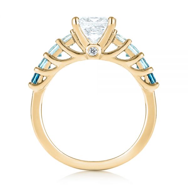 14k Yellow Gold 14k Yellow Gold Custom Blue Topaz And Diamond Engagement Ring - Front View -  103407