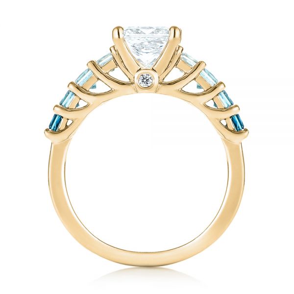 18k Yellow Gold 18k Yellow Gold Custom Blue Topaz And Diamond Engagement Ring - Front View -  103407