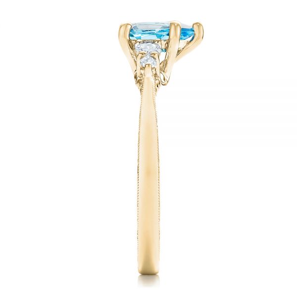 14k Yellow Gold 14k Yellow Gold Custom Blue Topaz And Diamond Engagement Ring - Side View - 102907