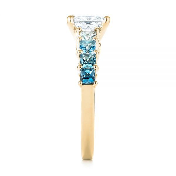 14k Yellow Gold 14k Yellow Gold Custom Blue Topaz And Diamond Engagement Ring - Side View -  103407