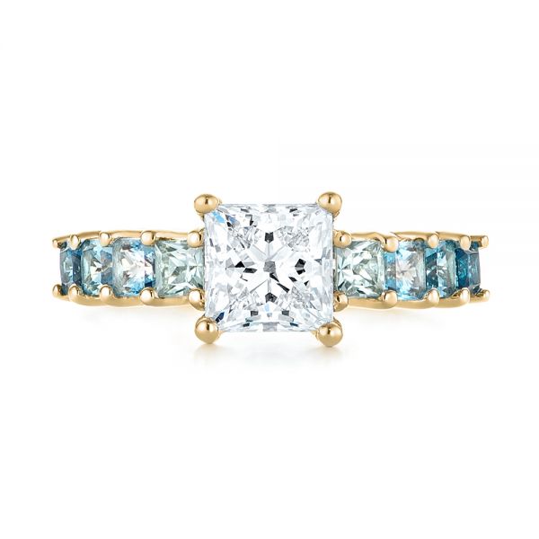 14k Yellow Gold 14k Yellow Gold Custom Blue Topaz And Diamond Engagement Ring - Top View -  103407