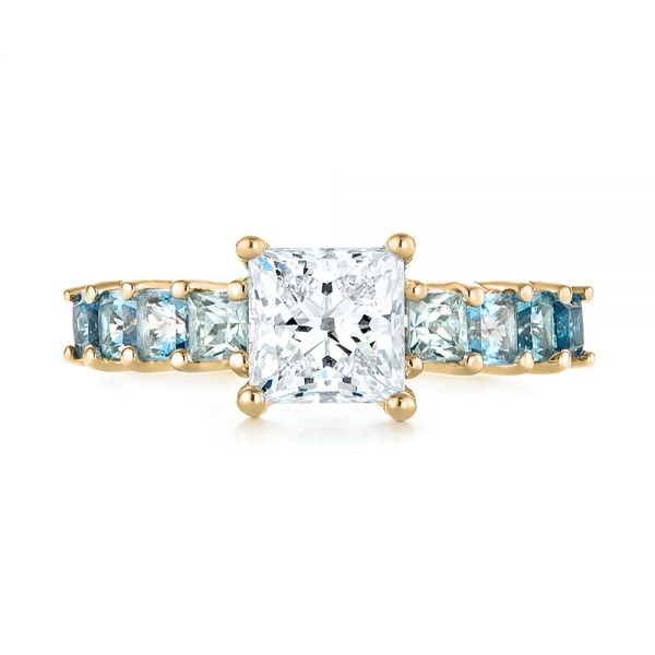 18k Yellow Gold 18k Yellow Gold Custom Blue Topaz And Diamond Engagement Ring - Top View -  103407