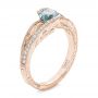 18k Rose Gold 18k Rose Gold Custom Blue Zircon And Diamond Engagement Ring - Three-Quarter View -  100645 - Thumbnail