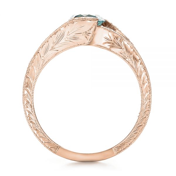 18k Rose Gold 18k Rose Gold Custom Blue Zircon And Diamond Engagement Ring - Front View - 100645