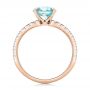 14k Rose Gold 14k Rose Gold Custom Blue Zircon And Diamond Engagement Ring - Front View -  102318 - Thumbnail