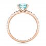 18k Rose Gold 18k Rose Gold Custom Blue Zircon And Diamond Engagement Ring - Front View -  102318 - Thumbnail