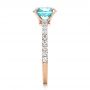 18k Rose Gold 18k Rose Gold Custom Blue Zircon And Diamond Engagement Ring - Side View -  102318 - Thumbnail