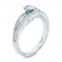 18k White Gold Custom Blue Zircon And Diamond Engagement Ring - Three-Quarter View -  100645 - Thumbnail